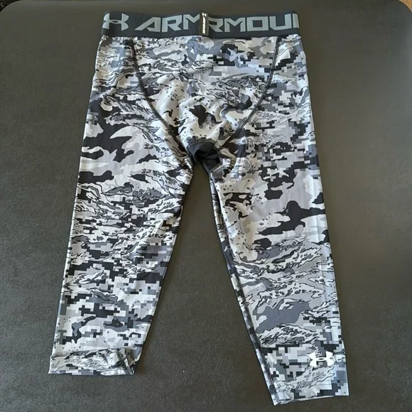 Blue Grey Camouflage XL Under Armour Compression Mid Calf Pants - Picture 2 of 2
